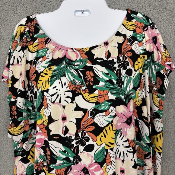 Lane Bryant Womens Top Floral sz 18/20 Bow Tie Hem tropical beachy autumn - Picture 1 of 13